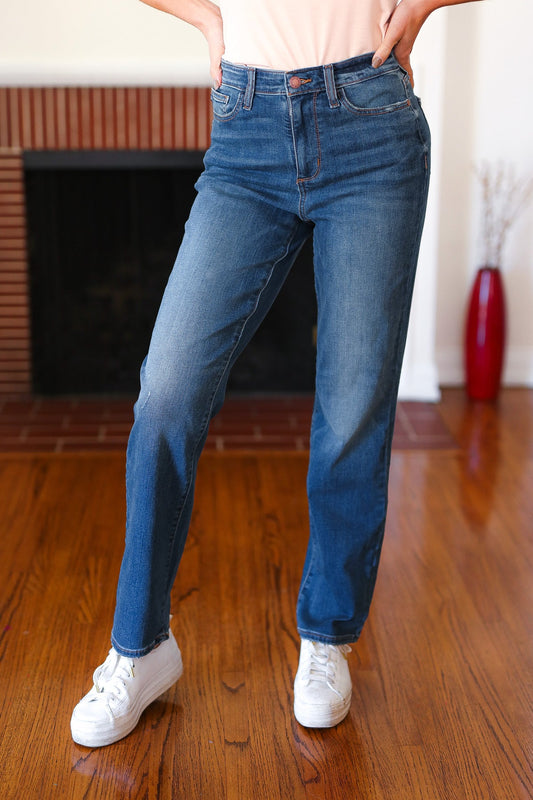 Judy Blue Dark Wash High Rise Straight Leg Jeans