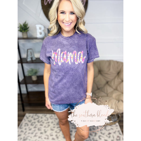 Mama Floral Washed Tee