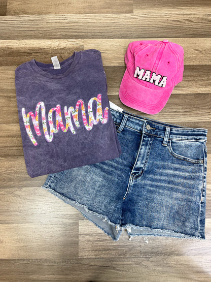 Mama Floral Washed Tee