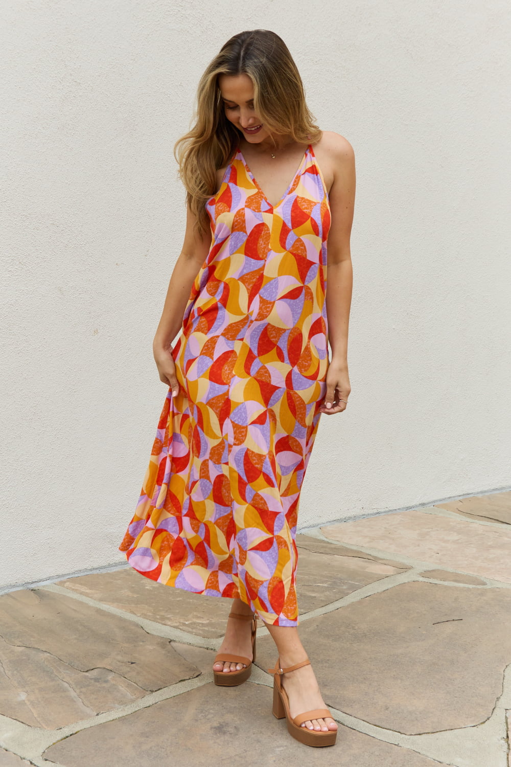 And The Why Full Size Printed Sleeveless Maxi Dress - The Beauty Alley Boutique Inc