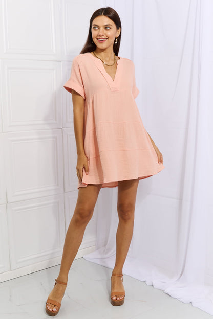 HEYSON Easy Going Full Size Gauze Tiered Ruffle Mini Dress - The Beauty Alley Boutique Inc