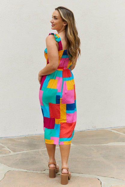 And The Why Multicolored Square Print Summer Dress - The Beauty Alley Boutique Inc