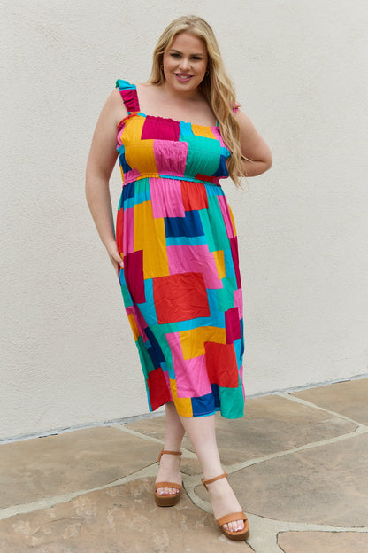 And The Why Multicolored Square Print Summer Dress - The Beauty Alley Boutique Inc