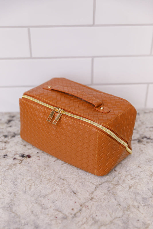 New Dawn Large Capacity Cosmetic Bag in Cognac - The Beauty Alley Boutique Inc