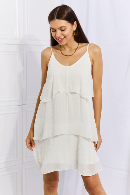 Culture Code By The River Full Size Cascade Ruffle Style Cami Dress in Soft White - The Beauty Alley Boutique Inc